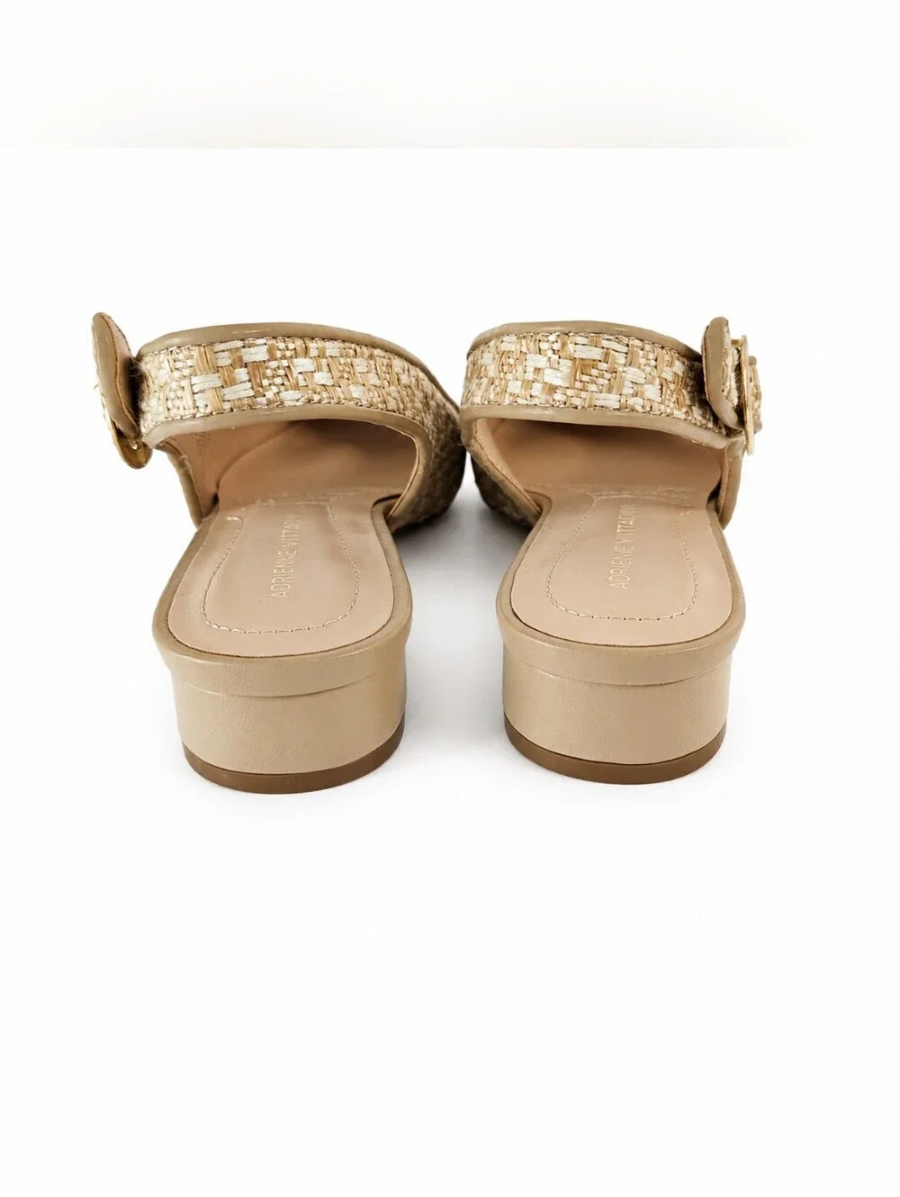 Adrienne Vittadini Papina Woven Slingback Flats 6.5 Beige Raffia Quiet Luxury